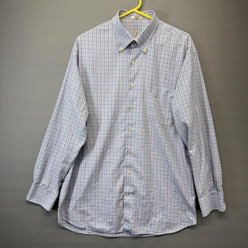 Peter Millar Shirt Mens XL White Check Plaid Classic Fit Button Down Long Sleeve